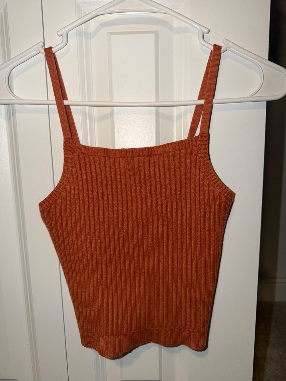 RVCA Ribbed Square-Neck Crop Tank - Rust Orange